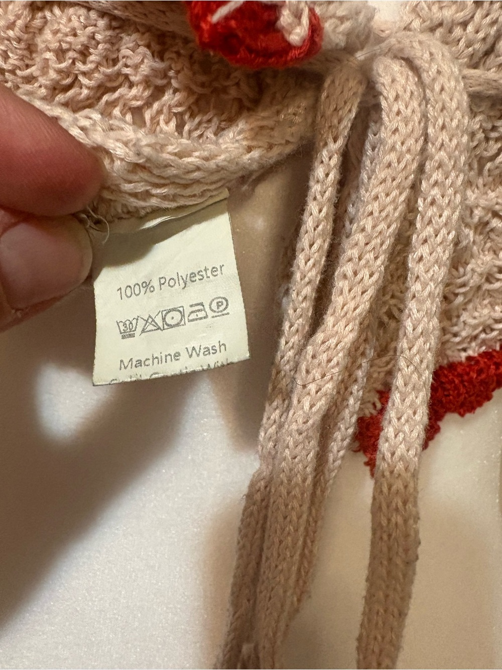 ROMWE Beige Knit Crop Top with Red Trim - Picture 6 of 6